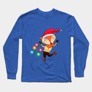 Merry Christmas Fox & Lights Long Sleeve T-Shirt